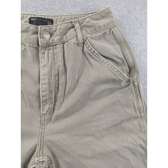 Asos Design Jeans Womens Size 4 Gren High Rise Wide Leg Raw Hem Cuff 100% Cotton - Picture 3 of 13